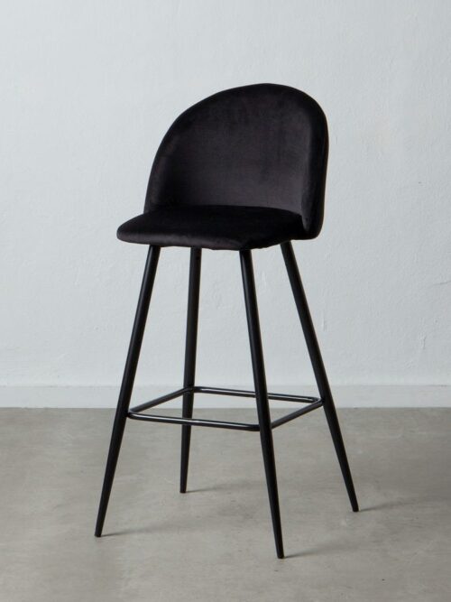 Tabouret Haut Noir Tissu-Métal Ixia