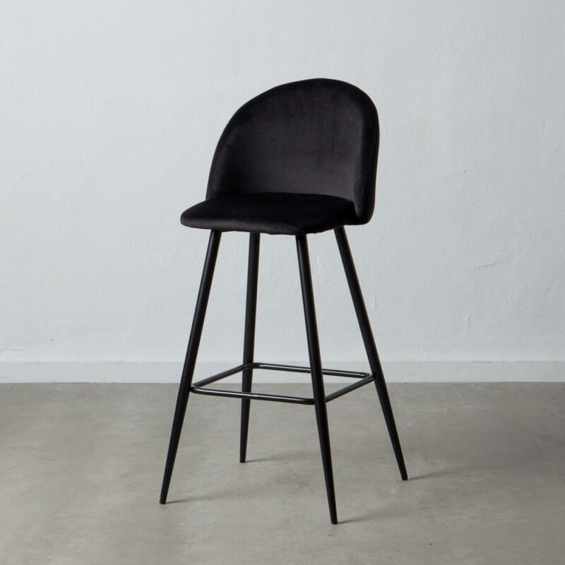 Lot de 2 : Tabouret Haut Noir Tissu-Métal Ixia