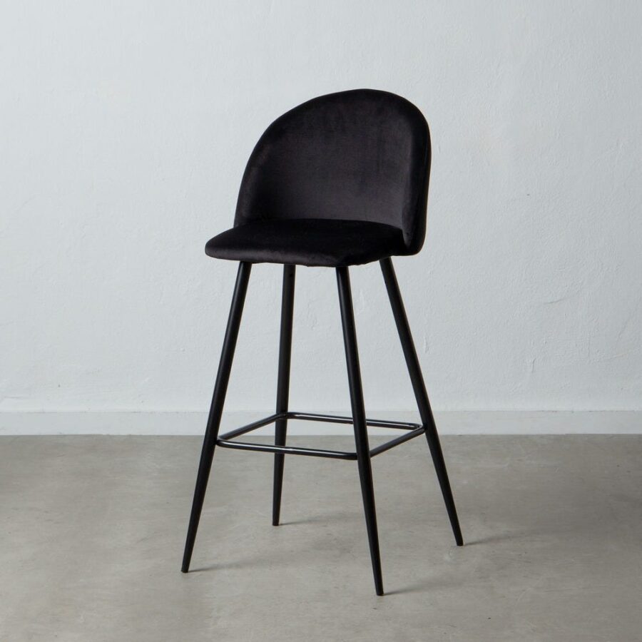 Tabouret Haut Noir Tissu-Métal Ixia