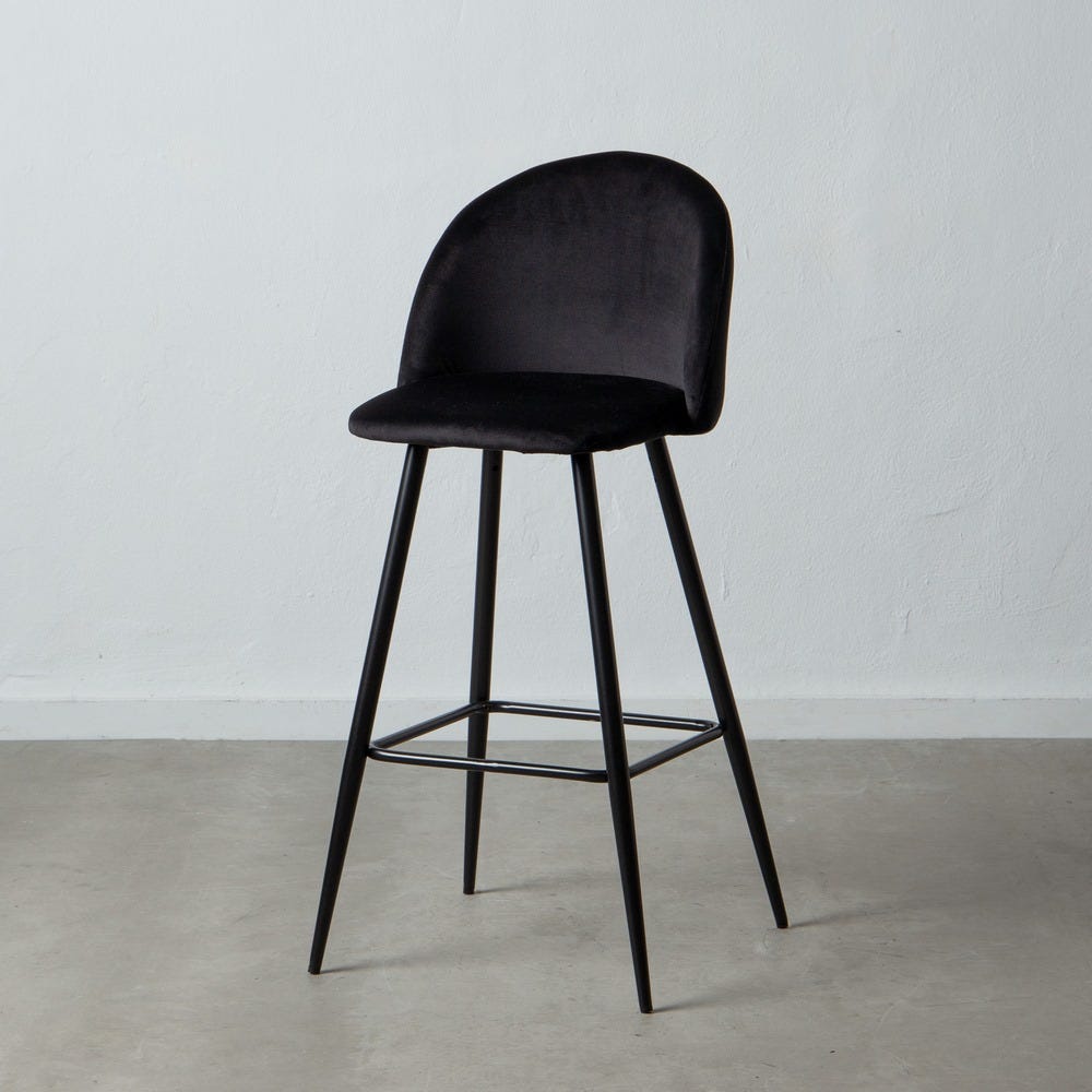Tabouret Haut Noir Tissu-Métal Ixia