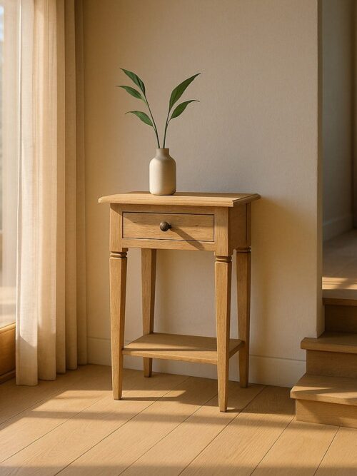 Table D'appoint Mindi Massif Tiroir Étagère Ixia 72cm