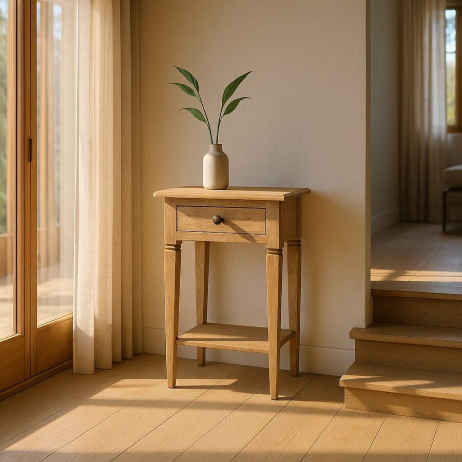 Table D&rsquo;appoint Mindi Massif Tiroir Étagère Ixia 72cm