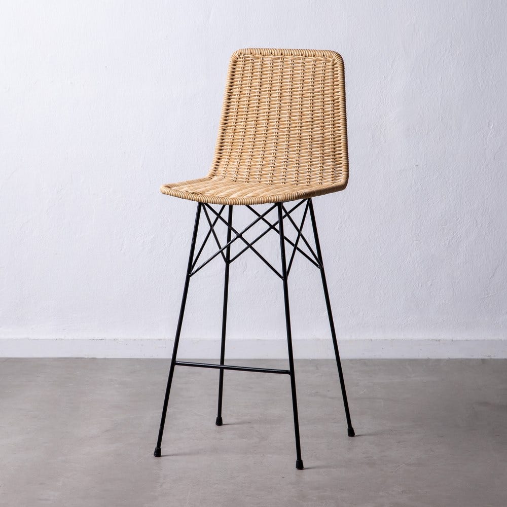 Tabouret Naturel-Noir Polypropylène/Métal Ixia