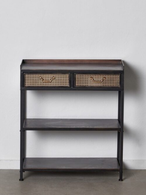 Console Noir-marron Cannage Ixia 50cm