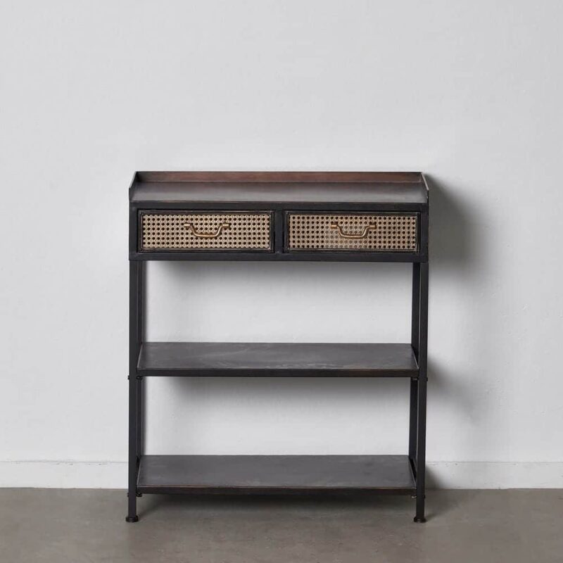 Console Noir-marron Cannage Ixia 50cm