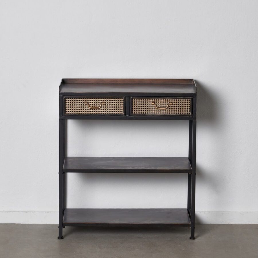 Console Noir-marron Cannage Ixia 50cm
