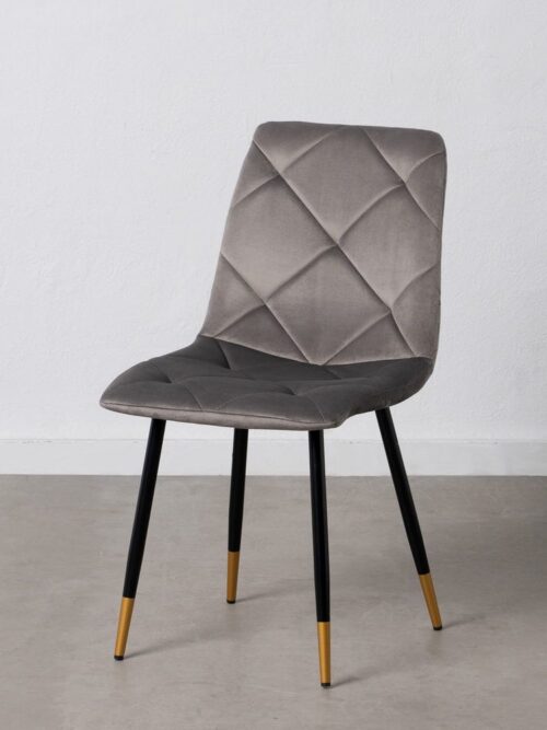 Chaise Velours Gris Tissu-Métal Ixia