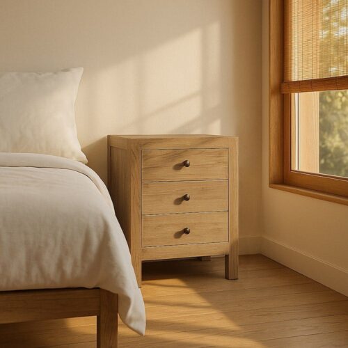 Table De Chevet Mindi Massif 3 Tiroirs Ixia 43cm