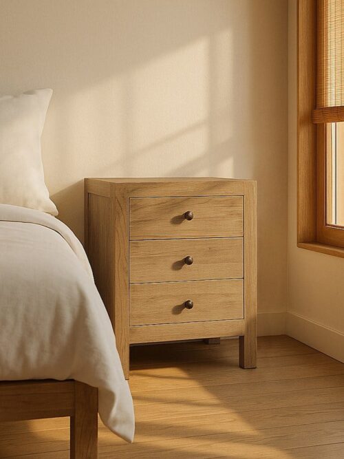 Table De Chevet Mindi Massif 3 Tiroirs Ixia 43cm