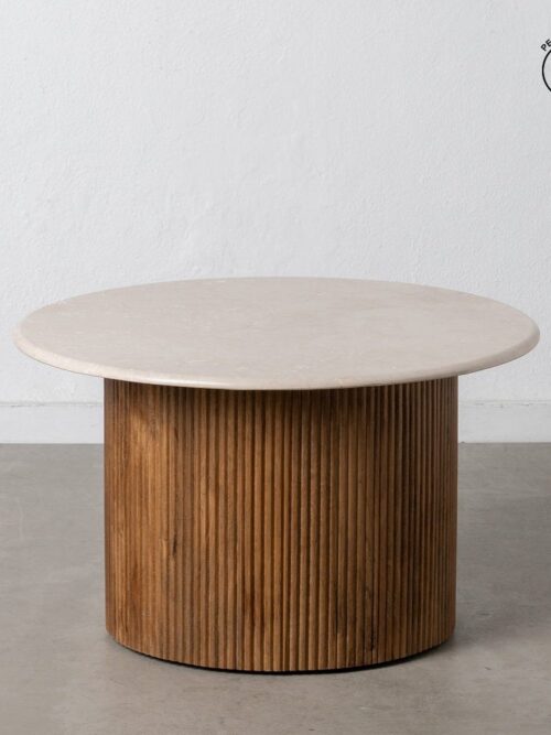 Table Basse Manguier Naturel-créme Cannelées Ixia 76cm