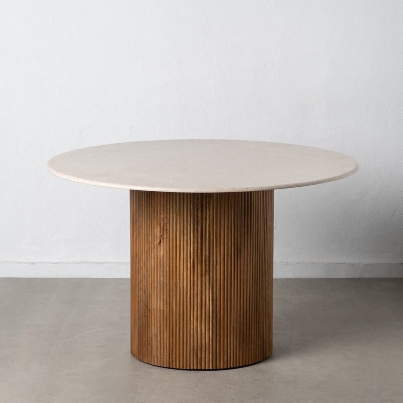 Table à Manger Manguier Naturel-crème Cannelées Ixia 120cm