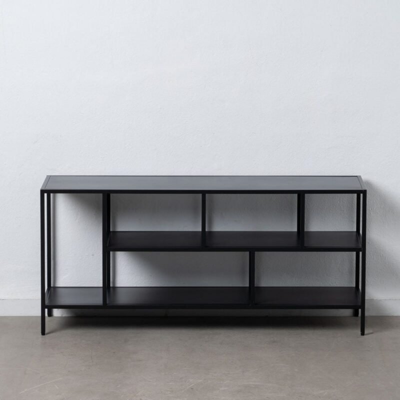 Meuble TV Acier Noir Mat Trois Niveaux Ixia 120cm