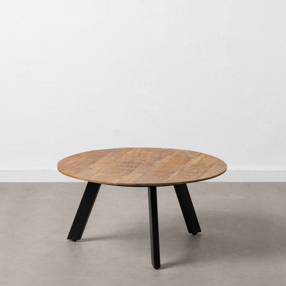 Table Basse Naturel-Noir Bois-Métal Ixia 80 cm