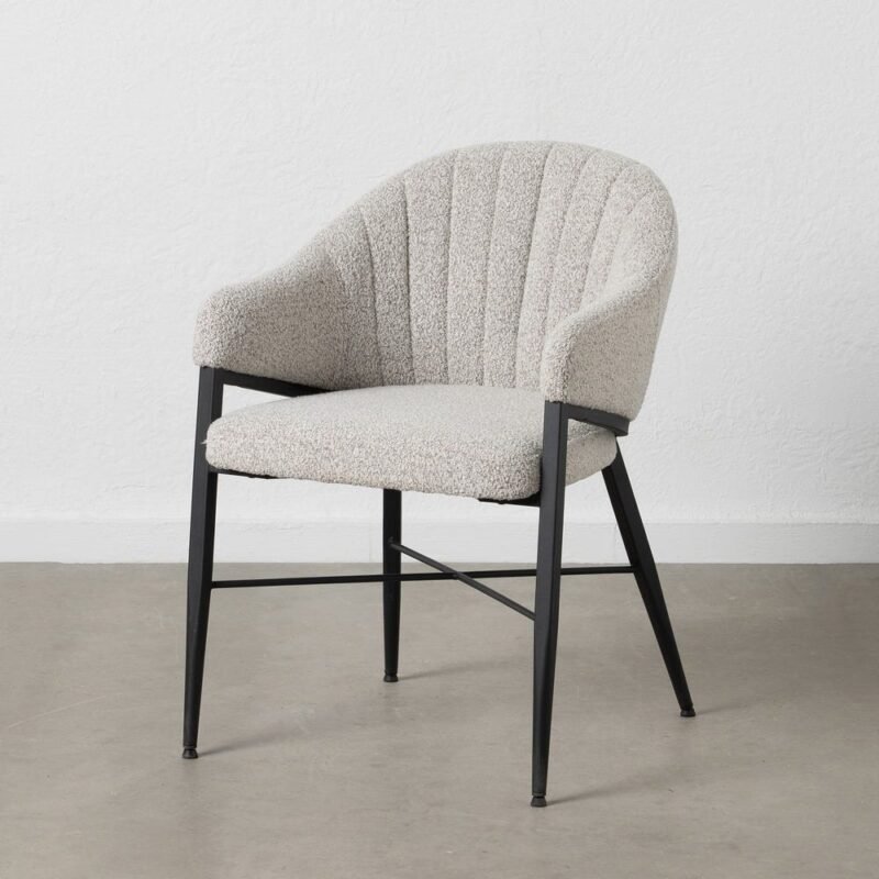 Lot de 2 : Fauteuil Gris Tissu-Métal Ixia