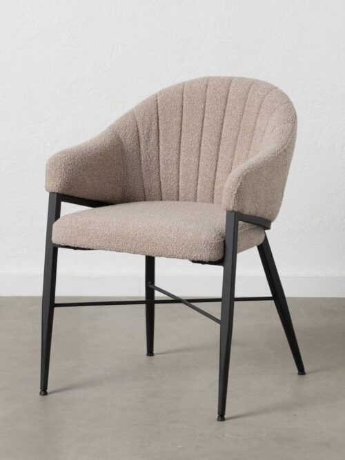 Fauteuil Beige Tissu-Métal Ixia 56 cm
