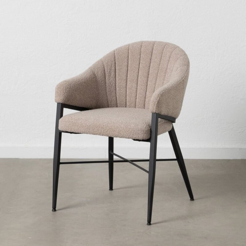 Fauteuil Beige Tissu-Métal Ixia 56 cm