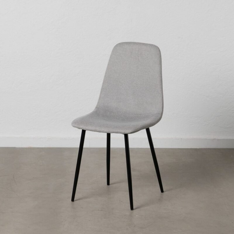 Lot de 4 : Chaise Gris Tissu-Métal Ixia