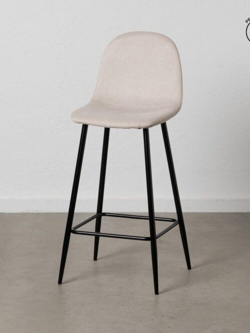 Tabouret Crème Tissu-Métal Ixia 45 cm