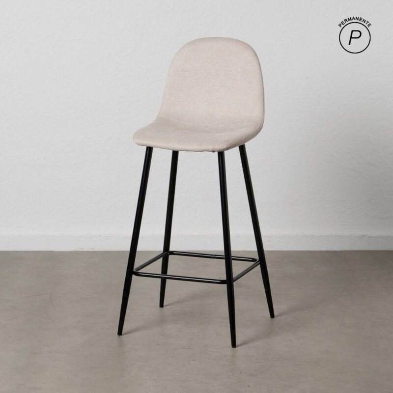 Tabouret Crème Tissu-Métal Ixia 45 cm