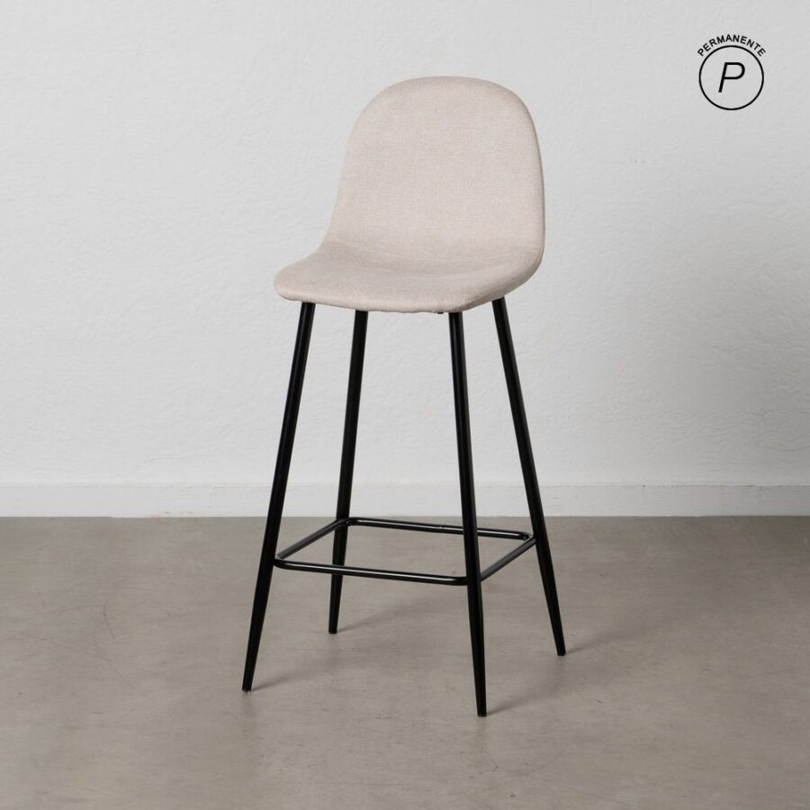 Tabouret Crème Tissu-Métal Ixia 45 cm