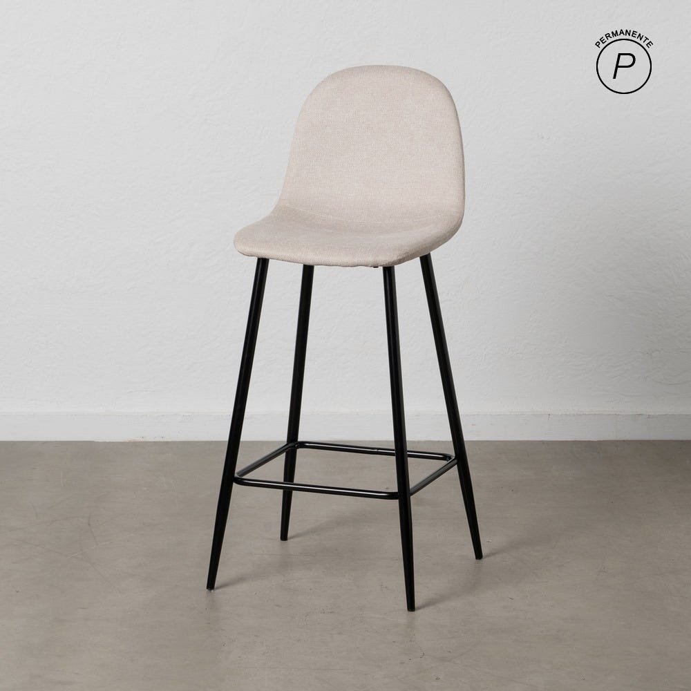 Tabouret Crème Tissu-Métal Ixia 45 cm