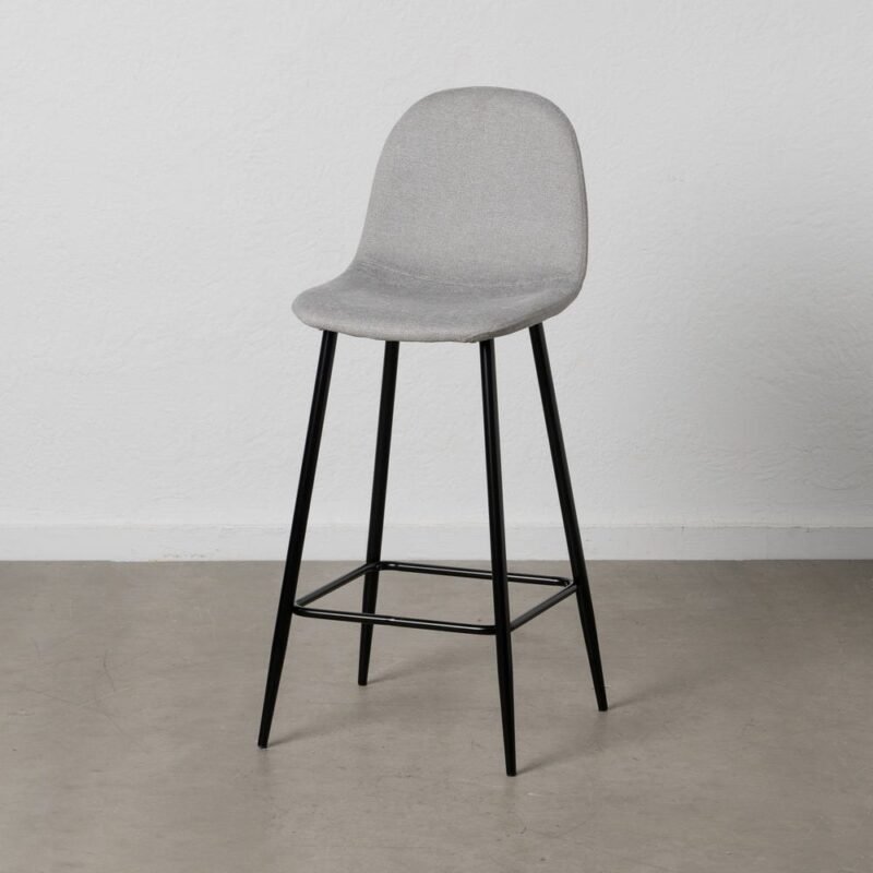 Lot de 4 : Tabouret Gris Tissu-Métal Ixia 45 cm