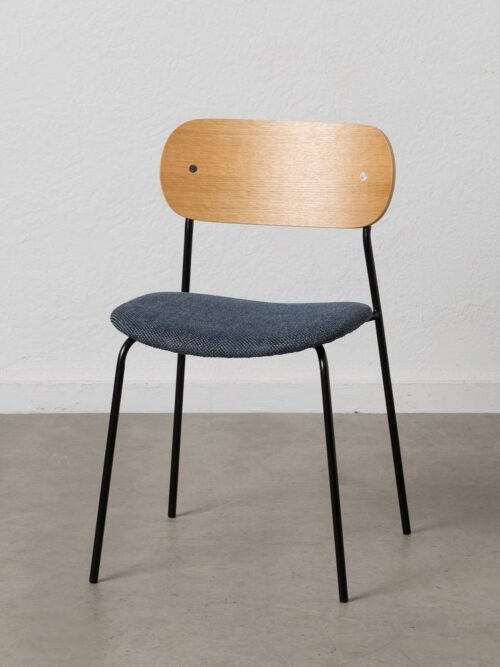 Chaise Naturel-Bleu Tissu-Métal Ixia