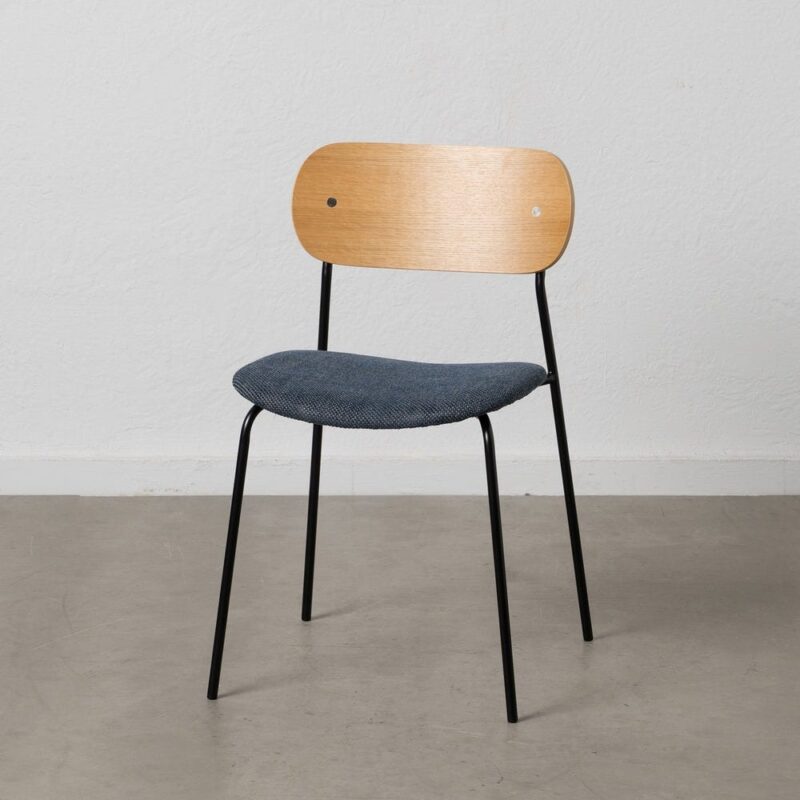 Chaise Naturel-Bleu Tissu-Métal Ixia