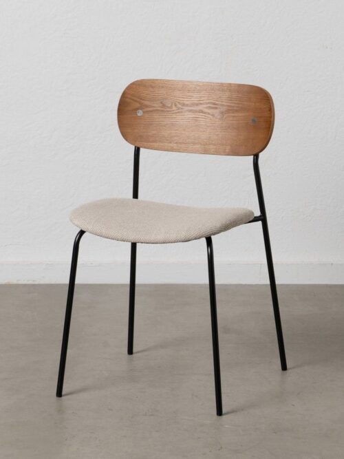 Chaise Marron-Crème Tissu-Métal Ixia