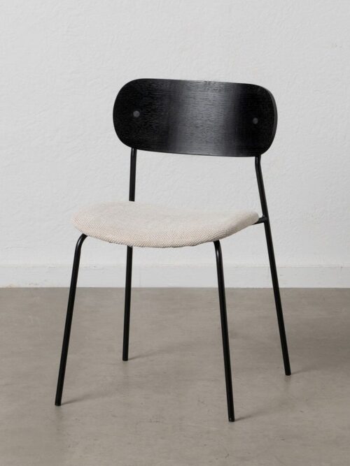 Chaise Noir-Blanc Tissu-Métal Ixia 49 cm