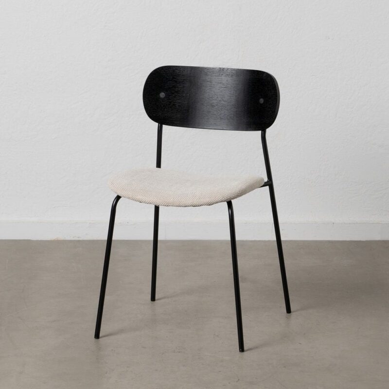 Chaise Noir-Blanc Tissu-Métal Ixia 49 cm