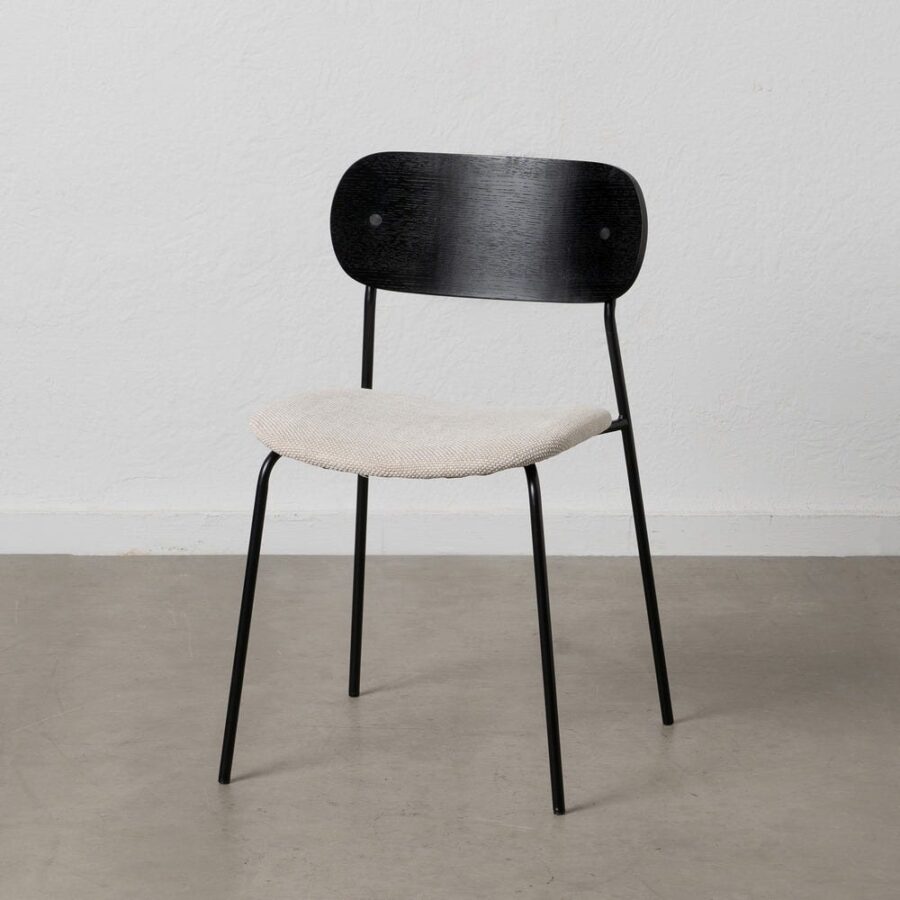 Chaise Noir-Blanc Tissu-Métal Ixia 49 cm