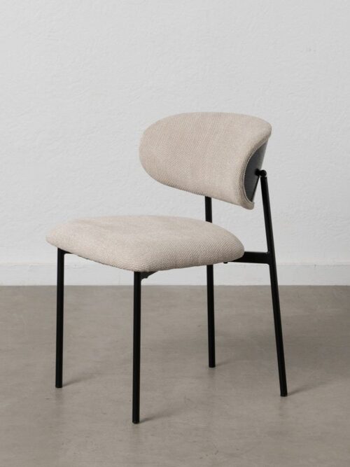 Chaise Noir-Blanc Tissu-Métal Ixia 50 cm