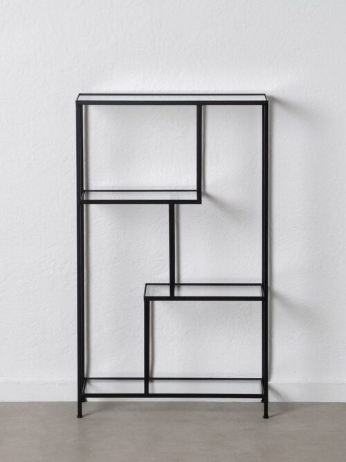 Étagère Murale Métal Noir Verre 4 Niveaux Ixia 65cm
