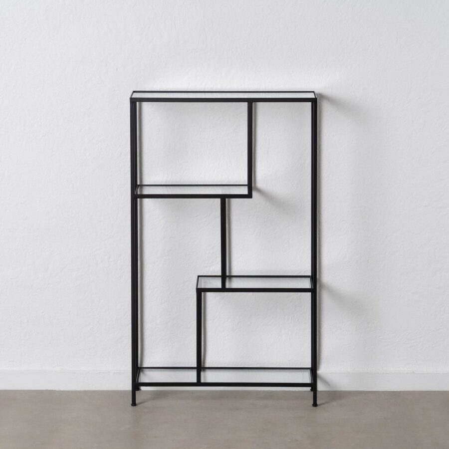 Étagère Murale Métal Noir Verre 4 Niveaux Ixia 65cm