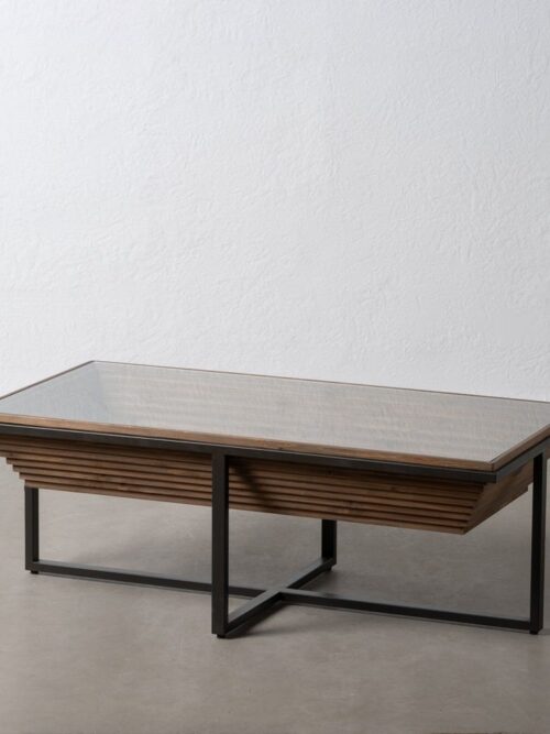 Meuble TV Verre Naturel-noir Ixia 120cm