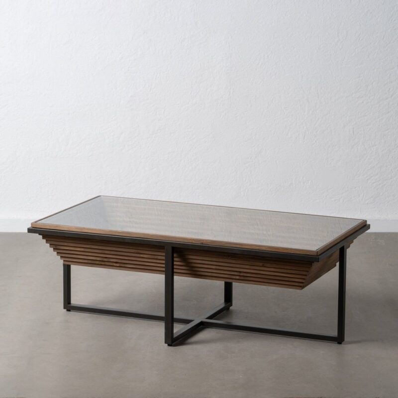 Meuble TV Verre Naturel-noir Ixia 120cm