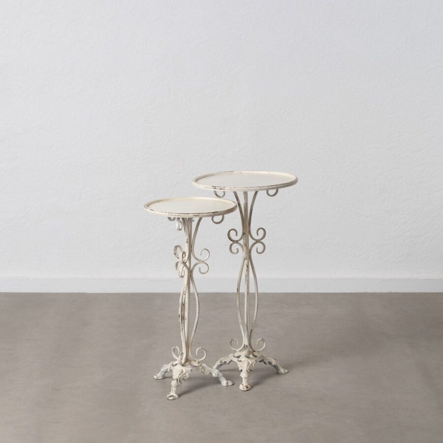 S/2 Petit Tables Crème Métal Ixia