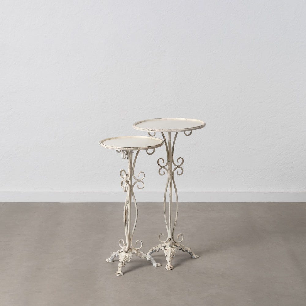 S/2 Petit Tables Crème Métal Ixia