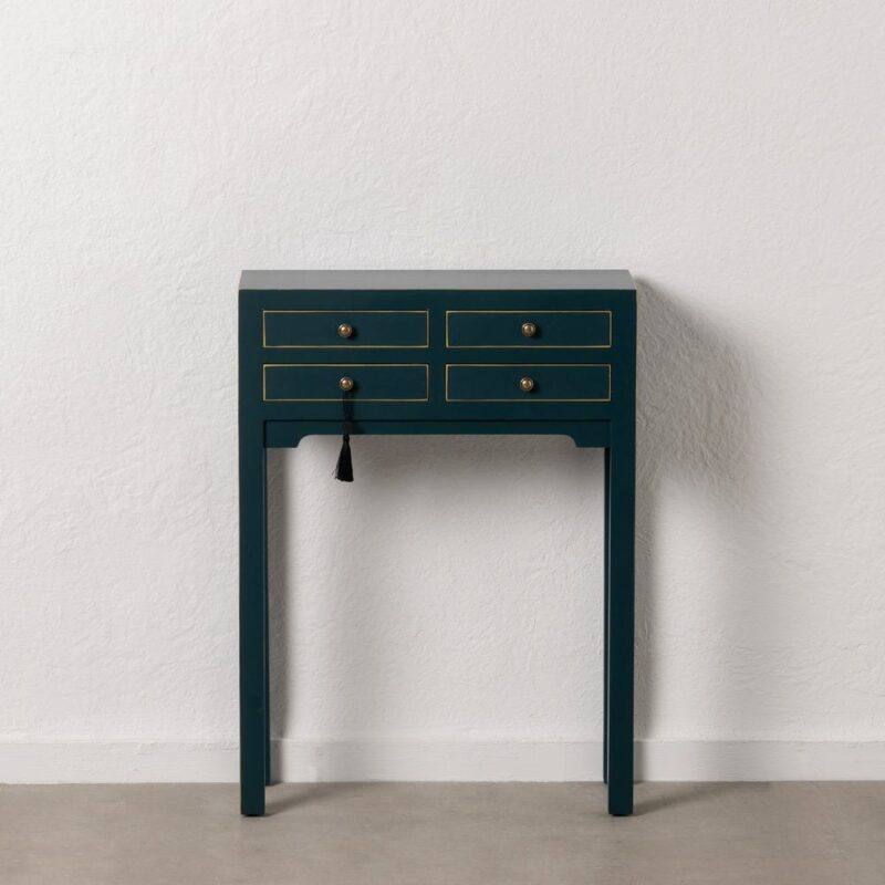 Console Bleu Pétrole Quatre Tiroirs Ixia 63cm