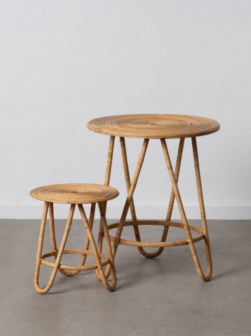 Table Auxiliaire Rotin Naturel Tripode Ixia 60cm