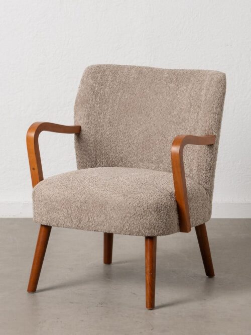 Fauteuil Taupe Tissu-Bois Ixia