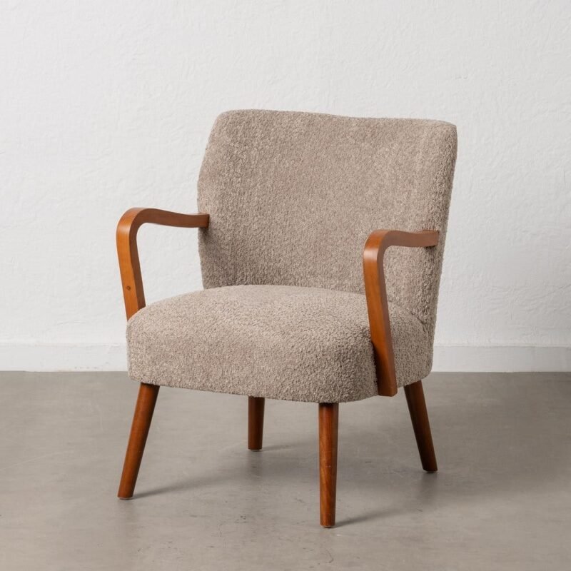 Fauteuil Taupe Tissu-Bois Ixia