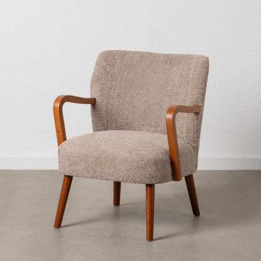 Fauteuil Taupe Tissu-Bois Ixia