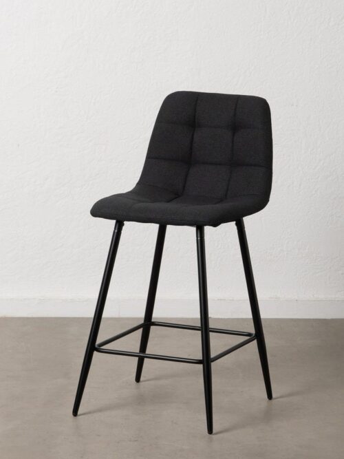 Tabouret Noir Tissu-Métal Ixia