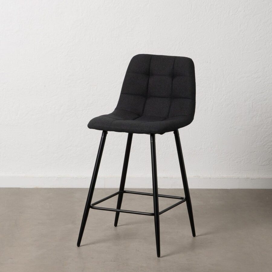 Tabouret Noir Tissu-Métal Ixia