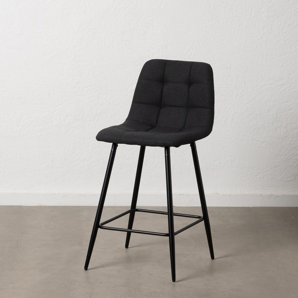 Tabouret Noir Tissu-Métal Ixia