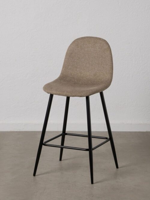 Tabouret Taupe Tissu-Métal Ixia 46 cm
