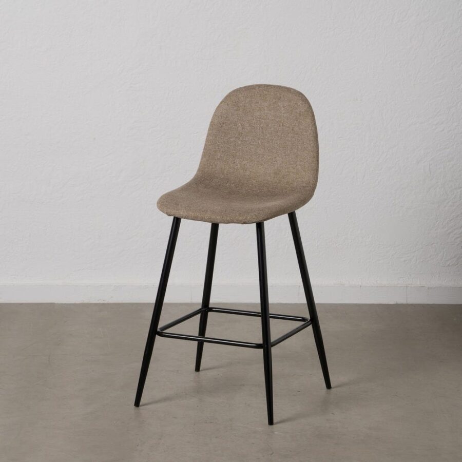 Tabouret Taupe Tissu-Métal Ixia 46 cm