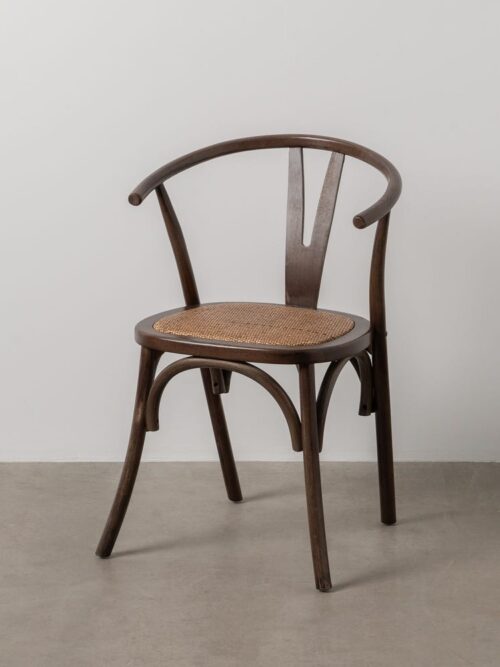 Chaise Chocolat Bois-Rotin Ixia 55 cm